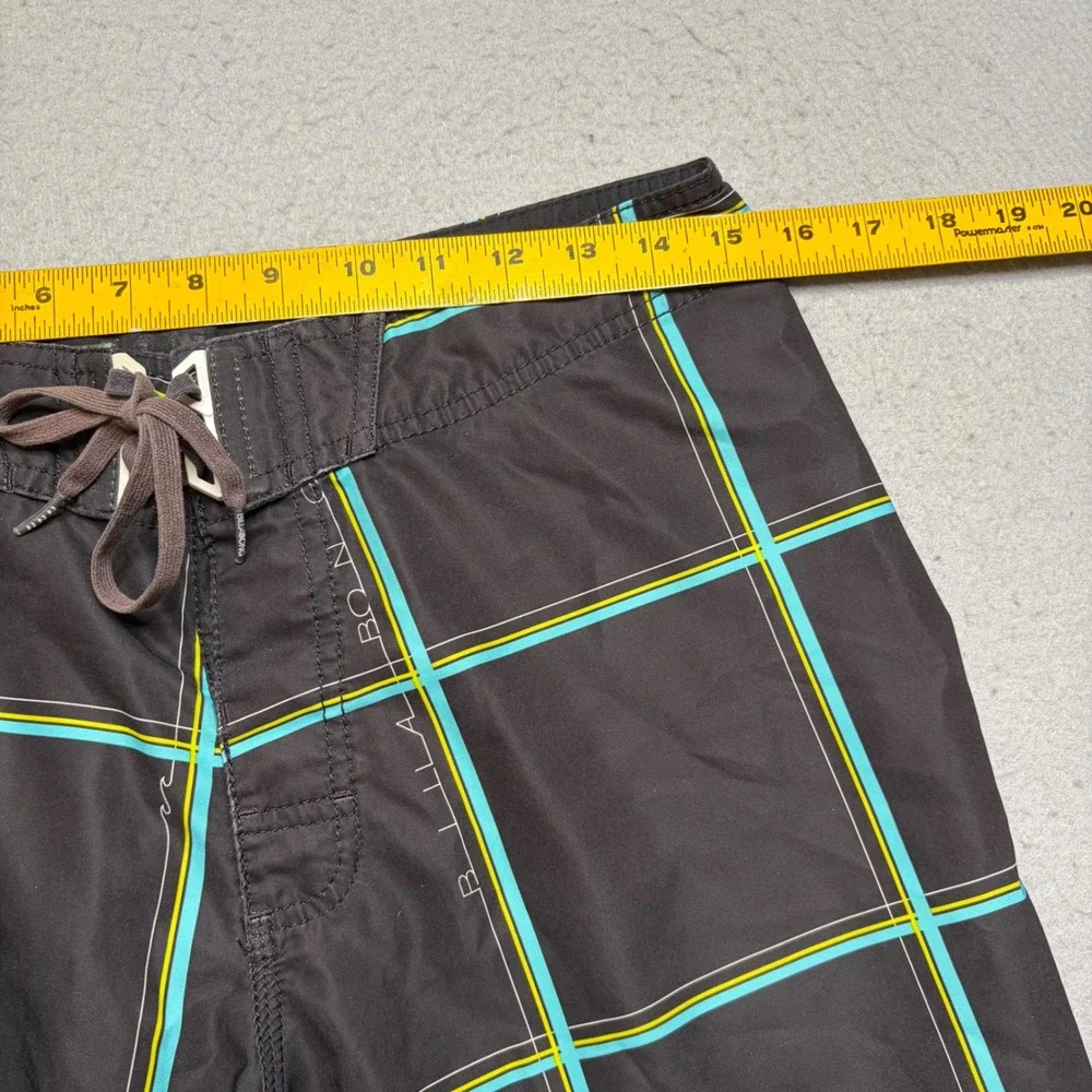 Billabong Board Shorts Mens 31 Black Platinum X Plaid Y2K Swim Trunks EG60